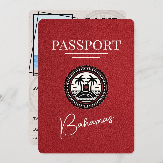 Red Bahamas Passport sparar datum Spara Datumet (Fram/baksida)