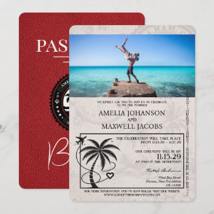 Red Bahamas Passport Wedding bjudande Inbjudningar