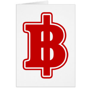 RED BAHT SIGN ฿ Thai Money Currency ฿ Hälsningskort