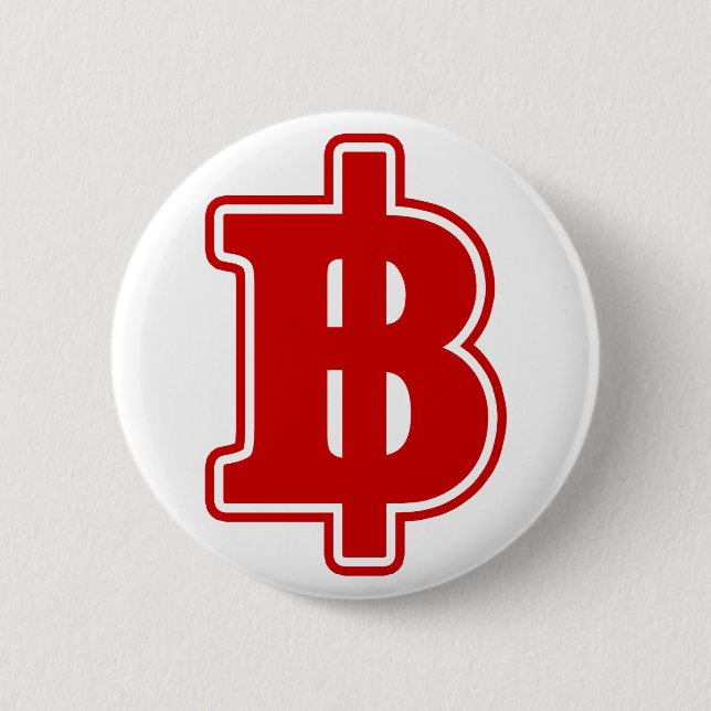 RED BAHT SIGN ฿ Thai Money Currency ฿ Knapp (Framsida)