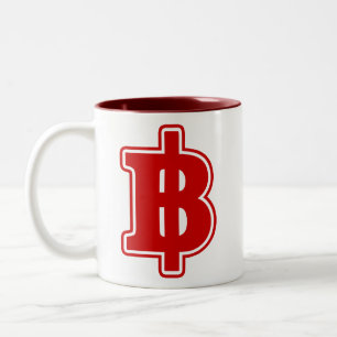RED BAHT SIGN ฿ Thai Money Currency ฿ Två-Tonad Mugg