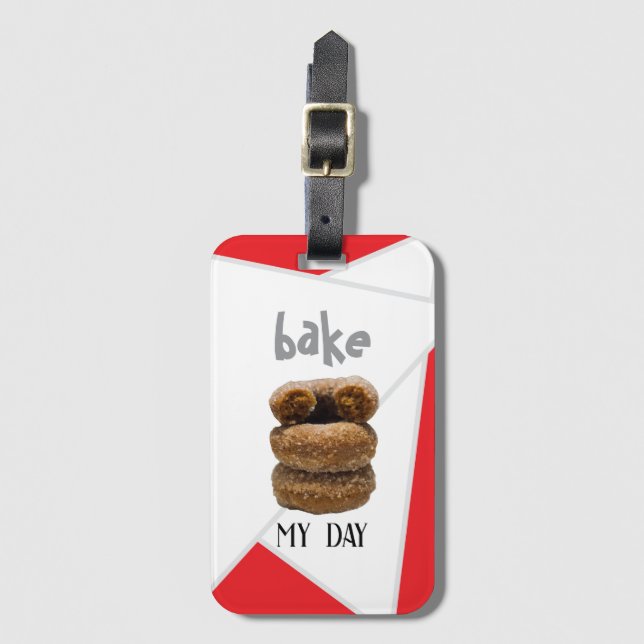 Red Bake My Day Bagagebricka (Framsida vertikal)