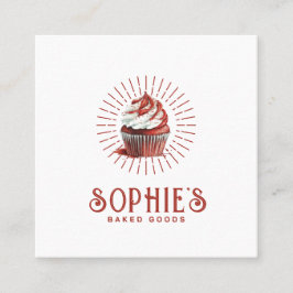Red Baker Bakery Logotyp Pastry Chef Typography Fyrkantigt Visitkort