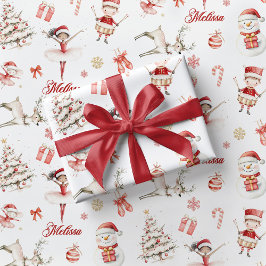Red Ballerina Christmas Wrapping Paper Children  Presentpapper