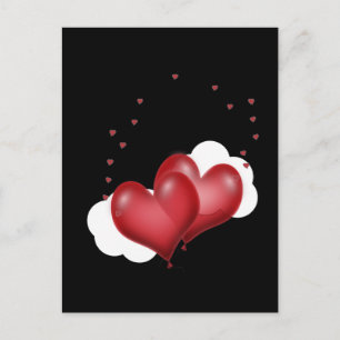 Red Balloon Hearts Vykort
