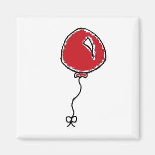 Red Balloon Party Dekoration Tecknad Magnet