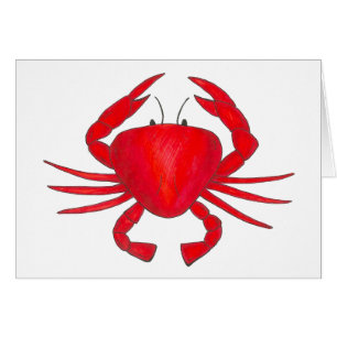 Red Baltimore Maryland Crab Beach Ocean Seafood Hälsningskort