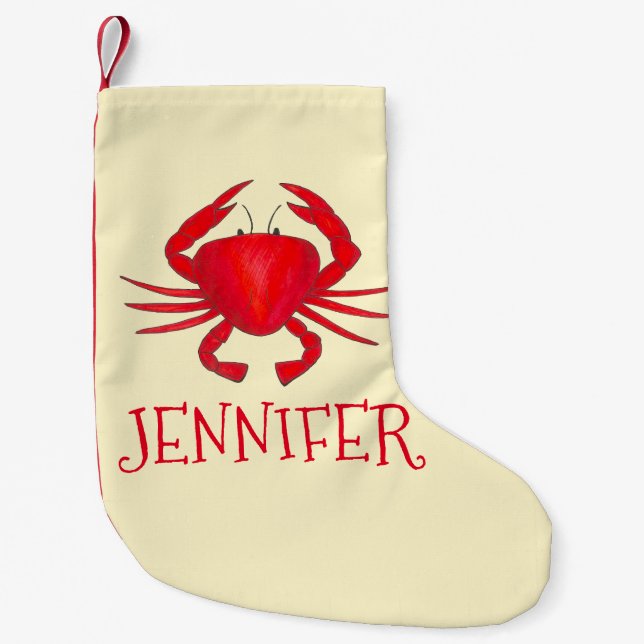 Red Baltimore Maryland Crab Chesapeake Bay Liten Julstrumpa (Framsidan)