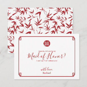 Red Bamboo blir du min Maid of honor Inbjudningar