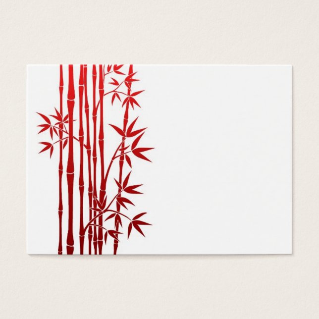 Red Bamboo Sticks med Löv på White Visitkort (Framsidan)