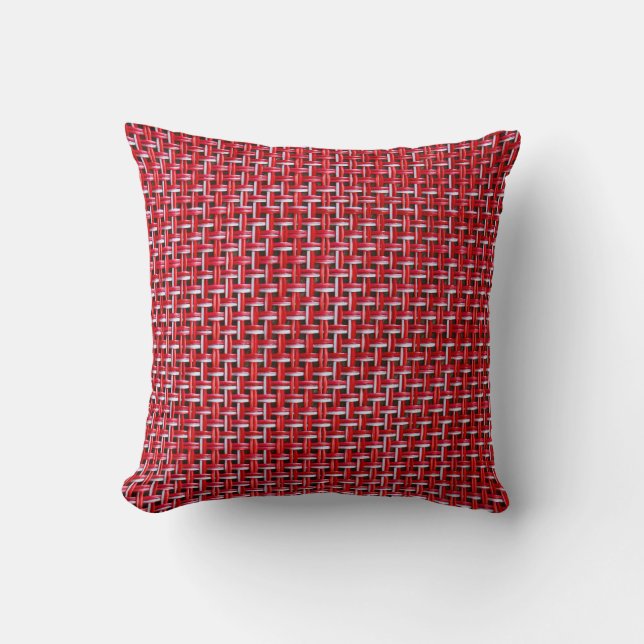 Red Bamboo Wicker Rattan Struktur Kudde (Framsida)