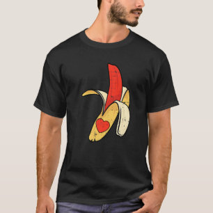 Red Banana Heart Valentines day Coola Tropical Fru T Shirt