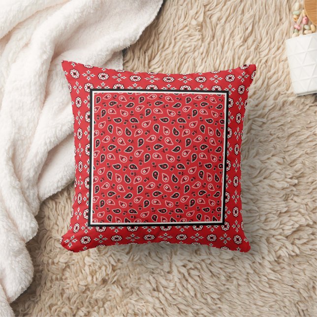 Red Bandana Boho Prints Kudde (Filt)
