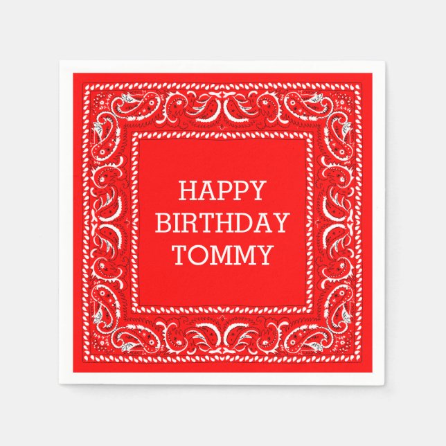 Red Bandana | Cocktail Napkin Pappersservett (Framsidan)