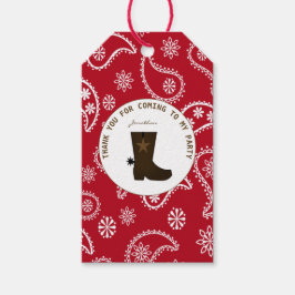 Red Bandana Cowboy Boot Personlig Birthday Presentetikett