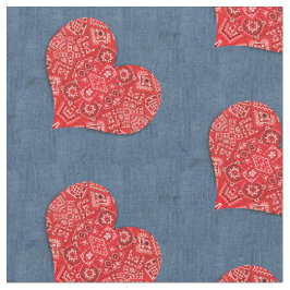 Red Bandana Heart Denim Combo Tyg