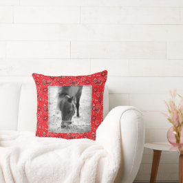 Red Bandana Horse PHOTO Pet NAMN År Barn Decor Kudde