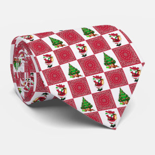 Red Bandana med Cowboy Santa Helgdag Necktie Slips