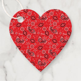 Red Bandana Mönster Heart Kärlek Valentine Roligt Gåvor Etiketter