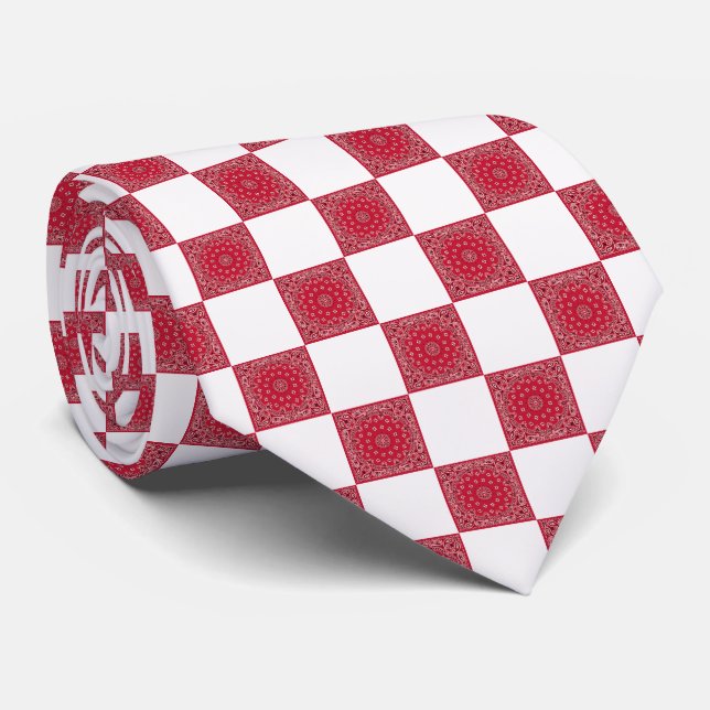 Red Bandana och White Block Print Slips (Rullad)