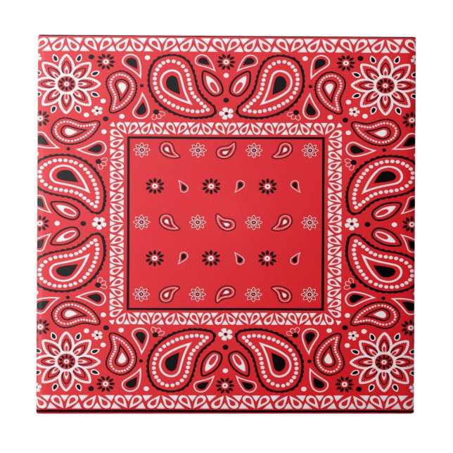 Red bandana paisley bandanas land rap hip hop f kakelplatta (Framsidan)