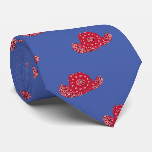 Red Bandana Print Cowboy Hat Westernare Tie Slips (Rullad)