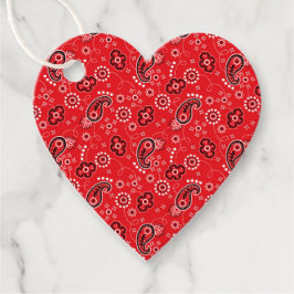 Red Bandana Western Cowboy Kärlek Heart Classic Gåvor Etiketter