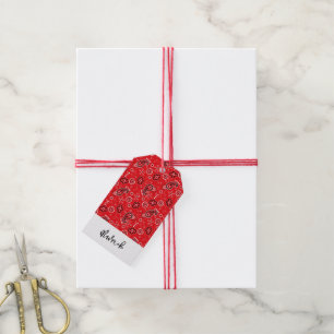 Red Bandana Western Cowboy NAMN Roligt Presentetikett