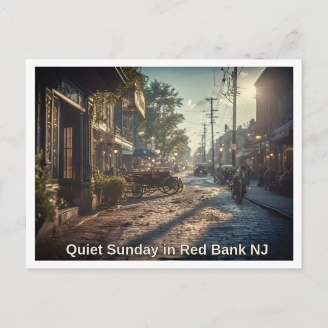 Red Bank NJ Quiet Söndag Scene 1920-talet Vykort (Framsida)