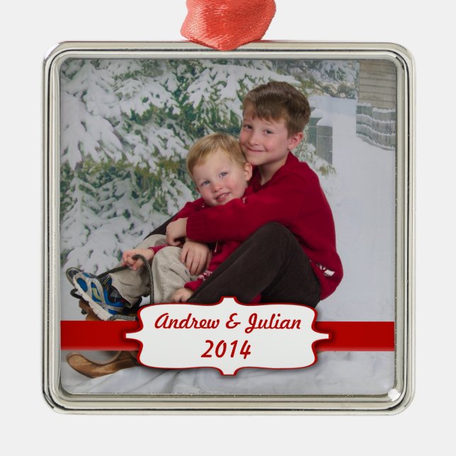 Red Banner Photo Ornament (Framsidan)