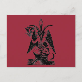 RED BAPHOMET POSTCARD VYKORT