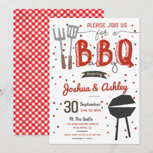 Red Barbecue Baby dusch BaByQ BBQ Inbjudningar