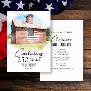 Red Barn 250 Americana 4:e juli Party Inbjudningar