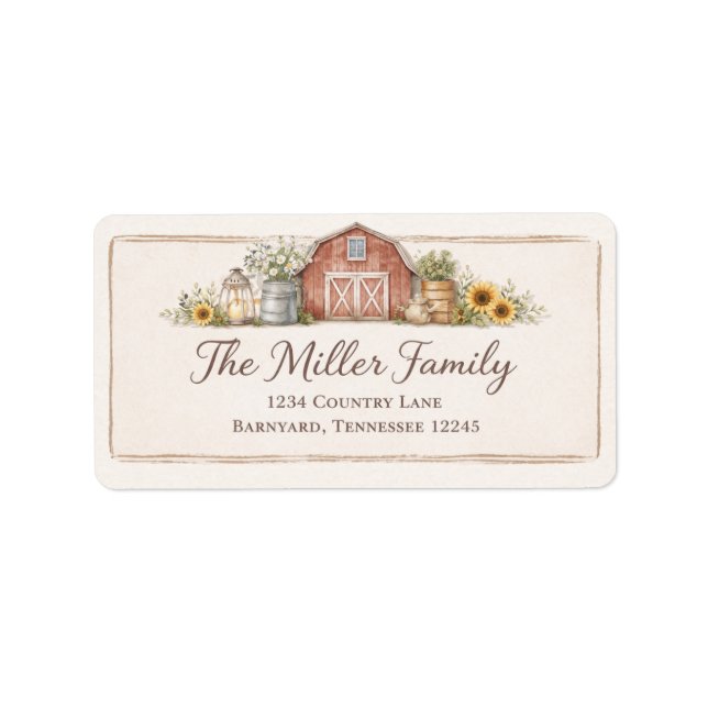 Red Barn Address Label Adressetikett (Framsidan)