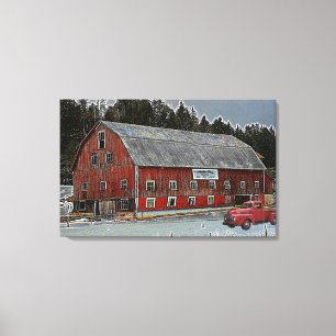 Red Barn and Lastbil Heritage Farm Dairy Canvas