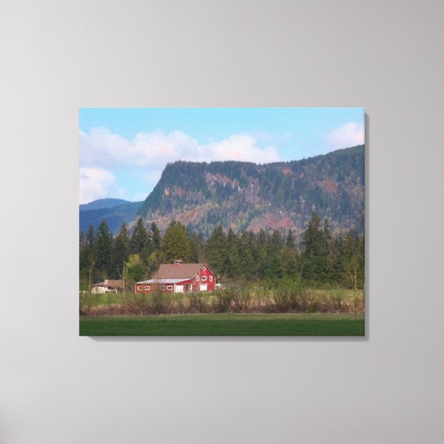 Red Barn and Mount Enumclaw Canvastryck (Framsida)