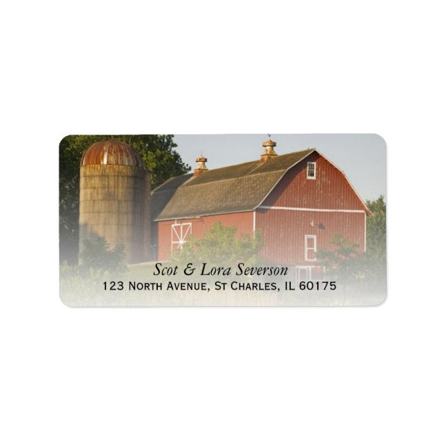 Red Barn and Silo Returadress Adressetikett (Framsidan)