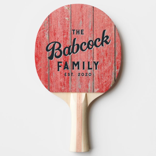 Red Barn Boards Retro Family Name & Year Pingisracket (Framsidan)