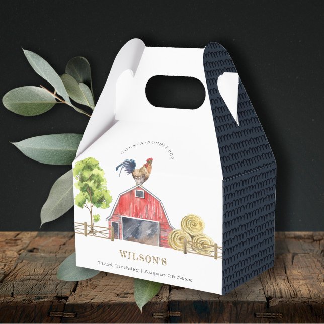 Red Barn Chicken Farm Watercolor Barns födelsedag Presentaskar (Skapare uppladdad)