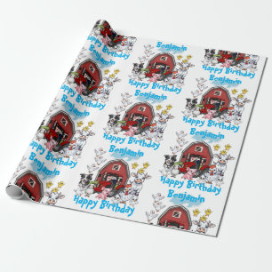 Red Barn Cute Boskap Birthday Gift Presentpapper