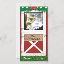 Red Barn Door Anpassningsbar 1 Photo Helgdag Card Julkort