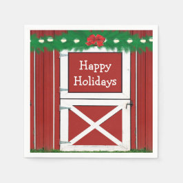 Red Barn Door Anpassningsbar Julfest Napkins #2 Pappersservett