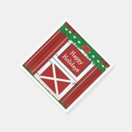 Red Barn Door Anpassningsbar Julfest Napkins #2 Pappersservett