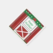 Red Barn Door Anpassningsbar Julfest Napkins