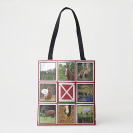 Red Barn Door Anpassningsbar Photo Tote Bag Horse Tygkasse