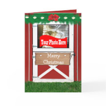 Red Barn Door Helgdag Photo Greeting Card