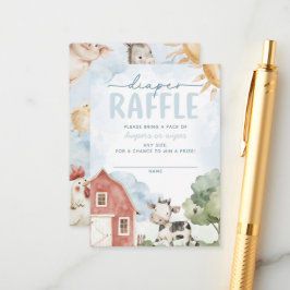 Red Barn Farm Animal Baby Shower Raffle Tilläggskort
