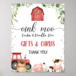 Red Barn Farm Foliage Födelsedagsfest Sign Poster