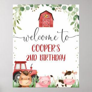 Red Barn Foliage Boskap Birthday Välkommen Poster