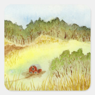 Red Barn Fyrkantigt Klistermärke